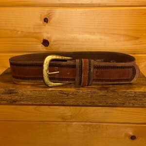 Brown Leather Belt with Gold Buckle